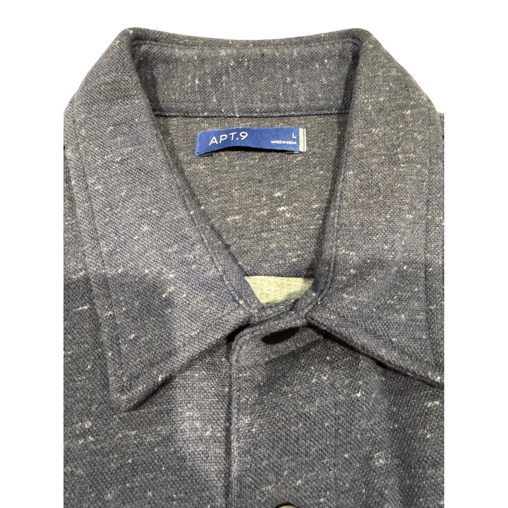 Apt. 9 Mens Blue Marled Knit Button Down Shirt Jacket Large RN73277 - Picture 4 of 9